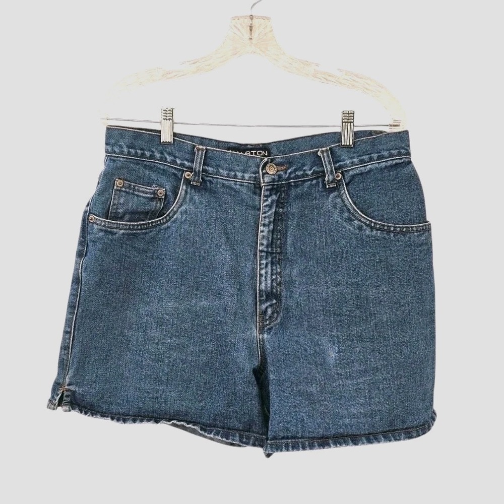 Vintage 90's Halston Jeanswear High Waisted Denim Shorts‎ Women's Size 14